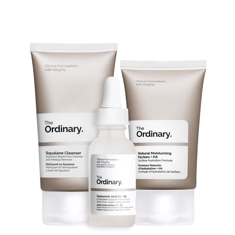 The Ordinary The Ordinary The Daily Set complete regimen with the Squalane Cleanser, Hyaluronic Acid 2% + B5, and Natural Moisturizing Factors + HA  